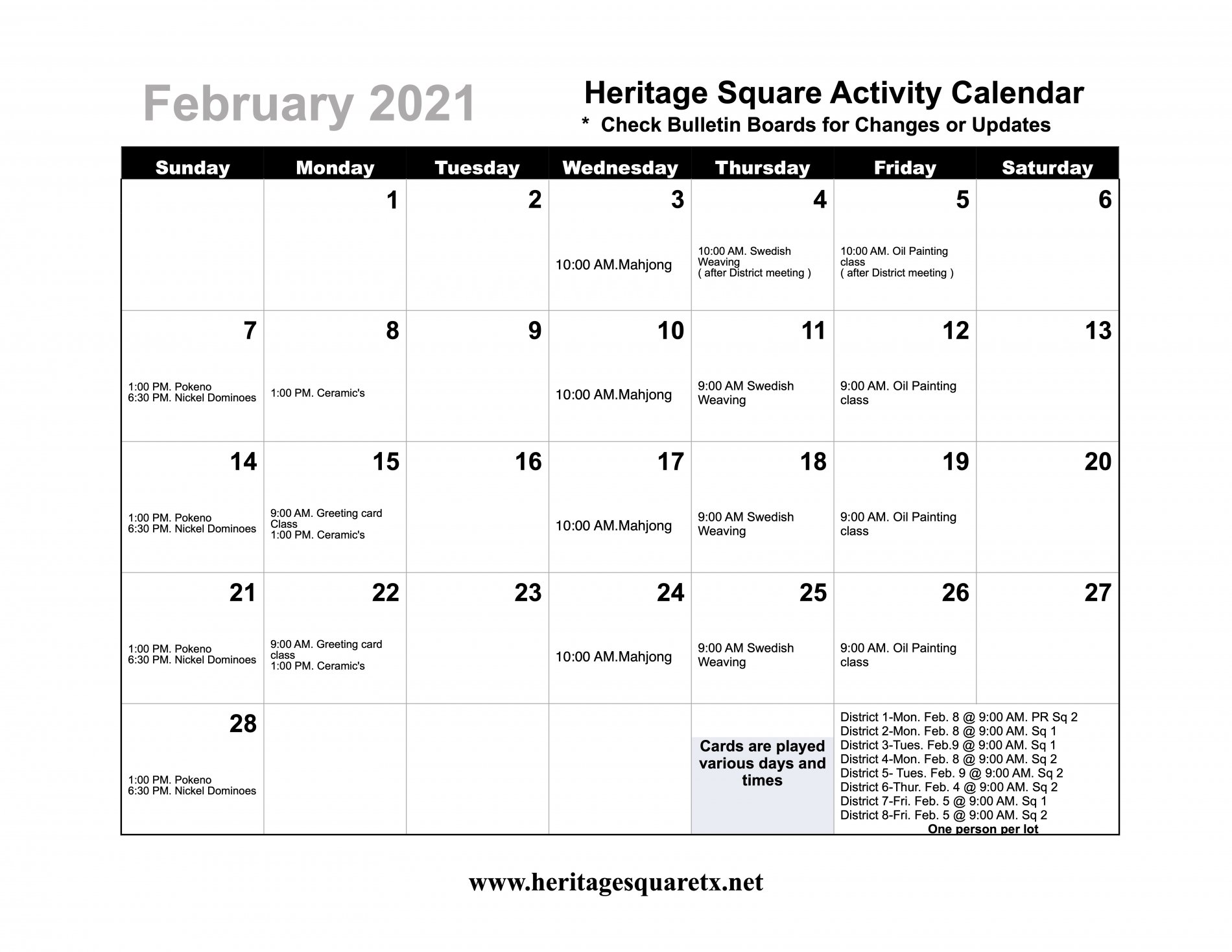 Square 2 Calendar Heritage Square